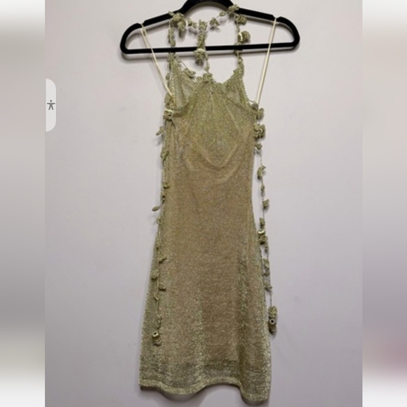 Cult Gaia Alonza Metallic Floral Appliqué  Minidress Size XS And S New - Picture 5 of 7